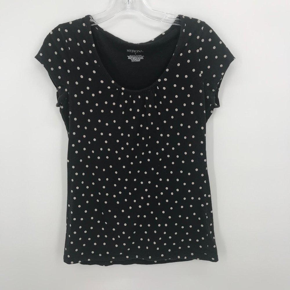 MERONA SLEEVELESS BLACK POLKA DOT TSHIRT